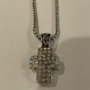 Brighton Meridian Swarovski Crystal Black Silver Sacred Cross Necklace